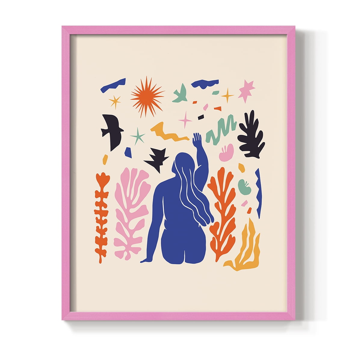 Matisse CDXLVI in Pink Solid Wood Framed Print No Nail Hanging