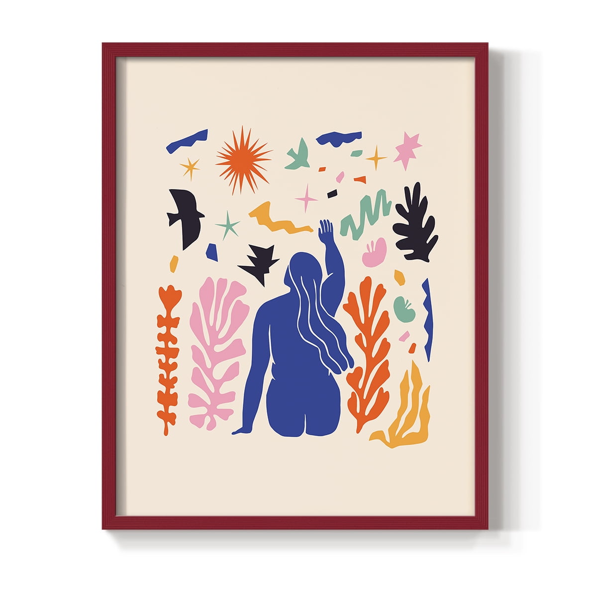 Matisse CDXLVI in Red Solid Wood Framed Print No Nail Hanging