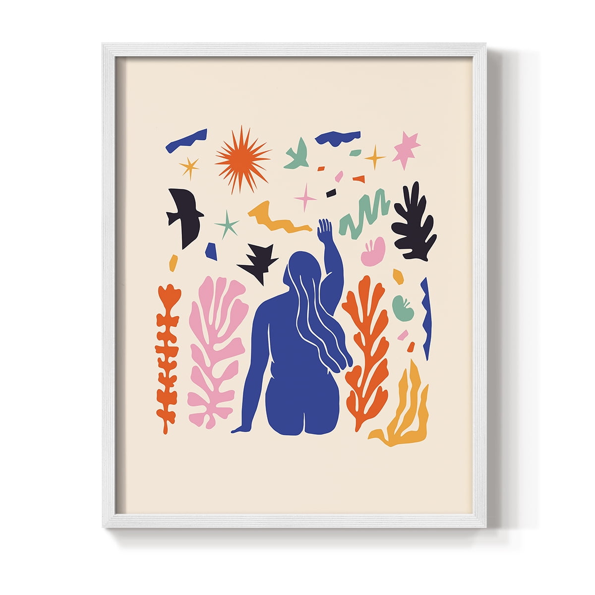 Matisse CDXLVI in White Solid Wood Framed Print No Nail Hanging