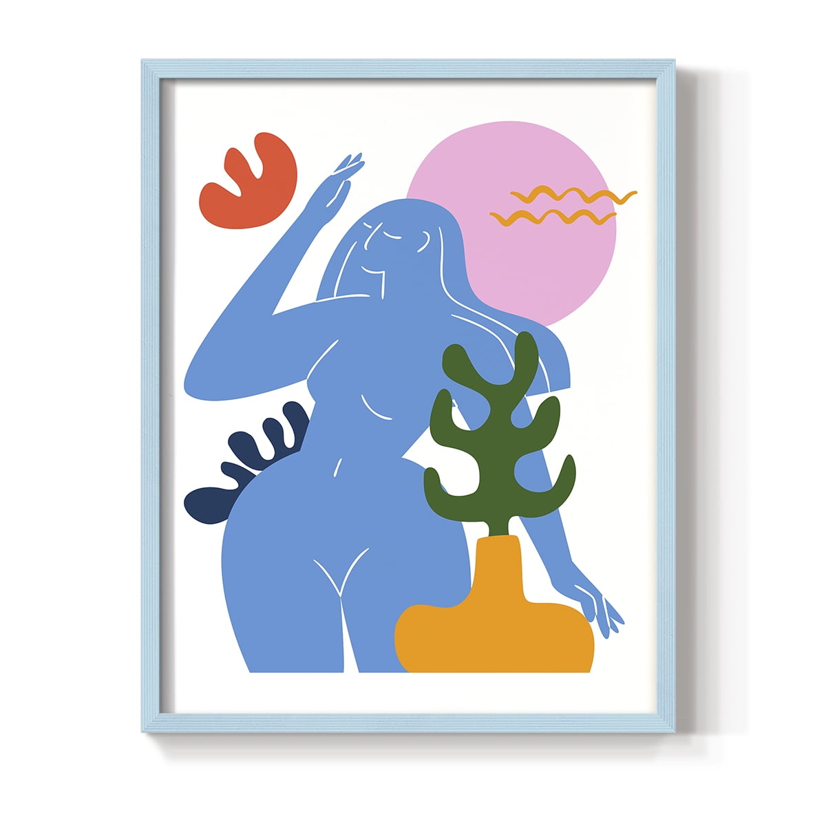 Matisse CDXLVII in Blue Solid Wood Framed Print No Nail Hanging