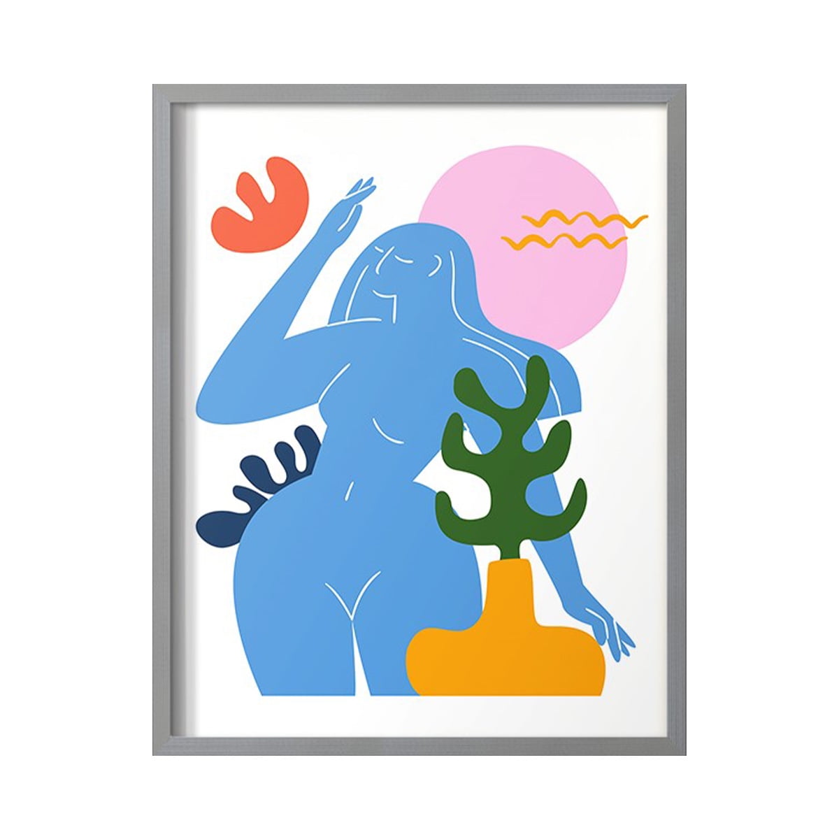 Matisse CDXLVII in Gray Solid Wood Framed Print No Nail Hanging