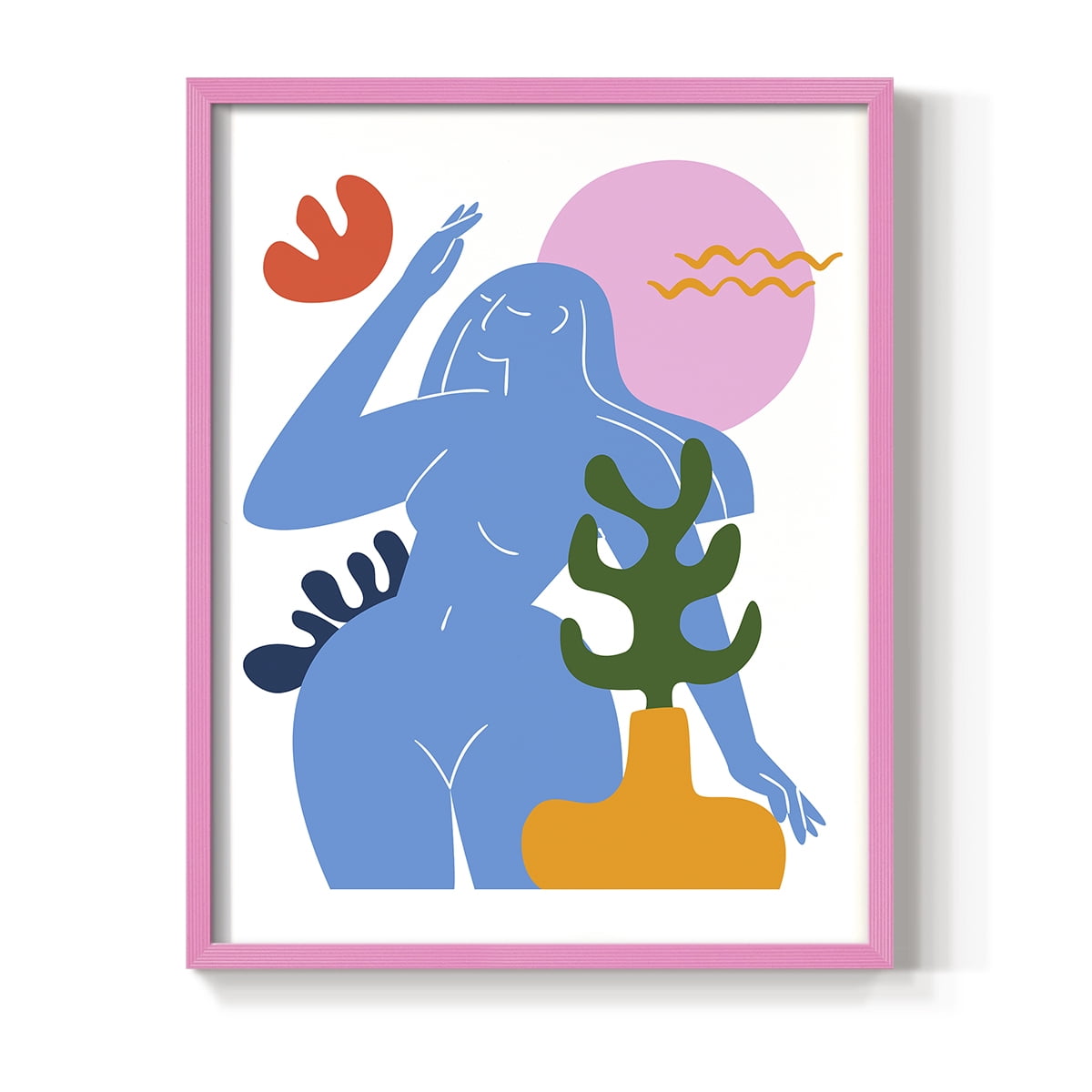 Matisse CDXLVII in Pink Solid Wood Framed Print No Nail Hanging