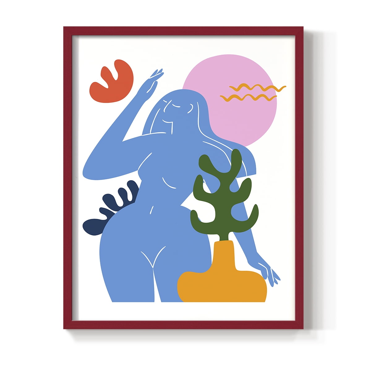 Matisse CDXLVII in Red Solid Wood Framed Print No Nail Hanging