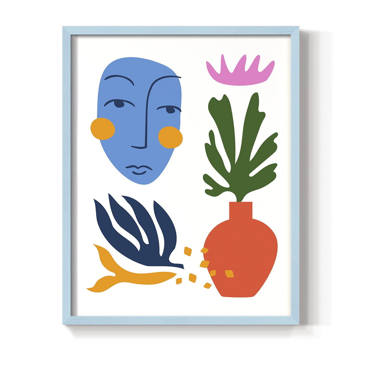 Matisse CDXLVIII in Blue Solid Wood Framed Print No Nail Hanging