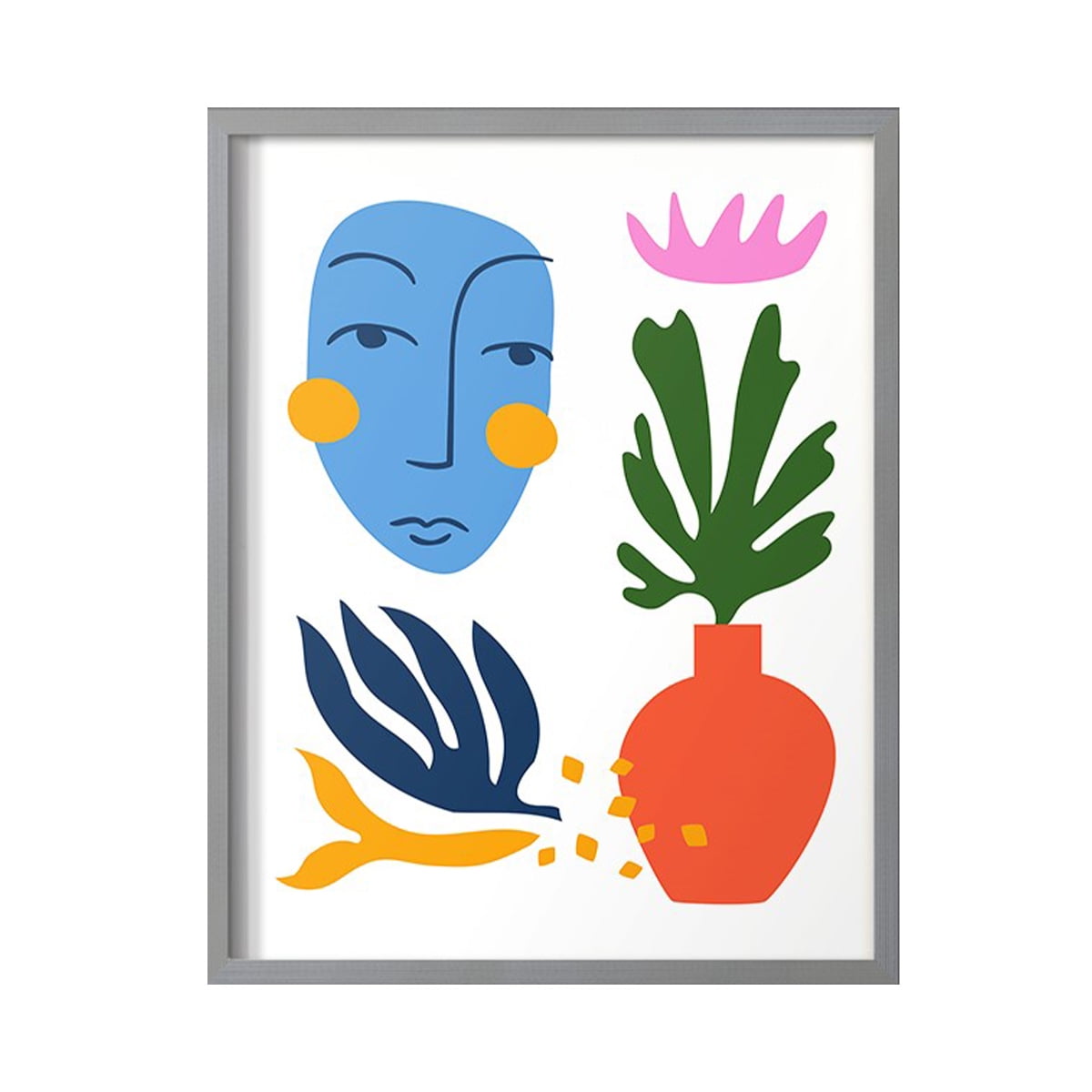 Matisse CDXLVIII in Gray Solid Wood Framed Print No Nail Hanging