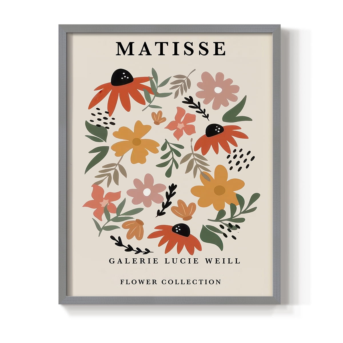 Matisse CXCI Framed Print in Gray Solid Wood 11 x 14 Framed Print