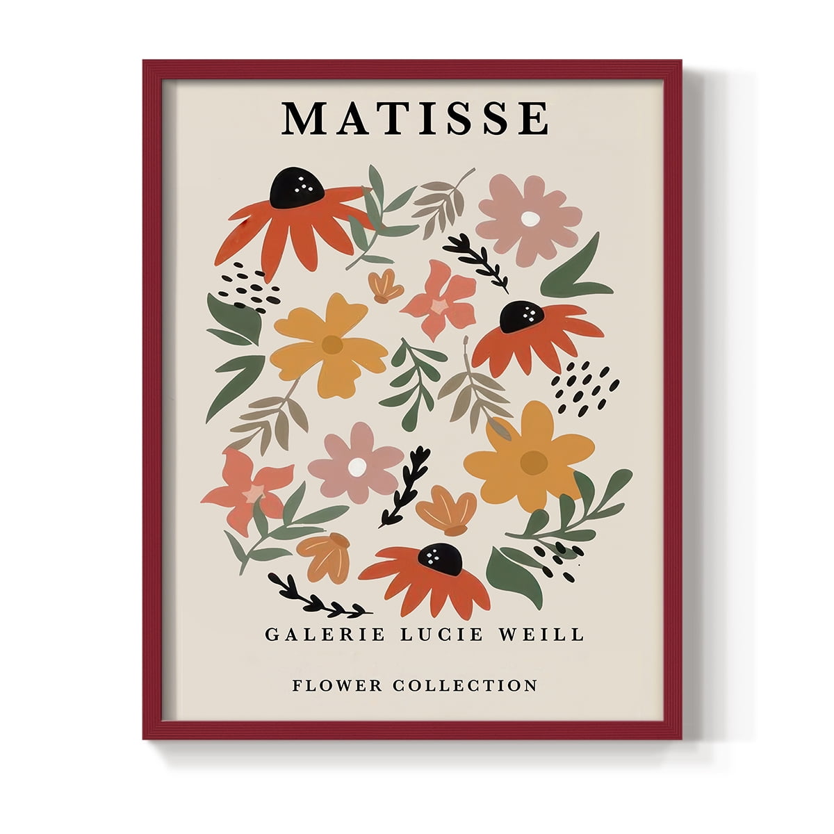 Matisse CXCI Framed Print in Red Solid Wood 11 x 14 Framed Print