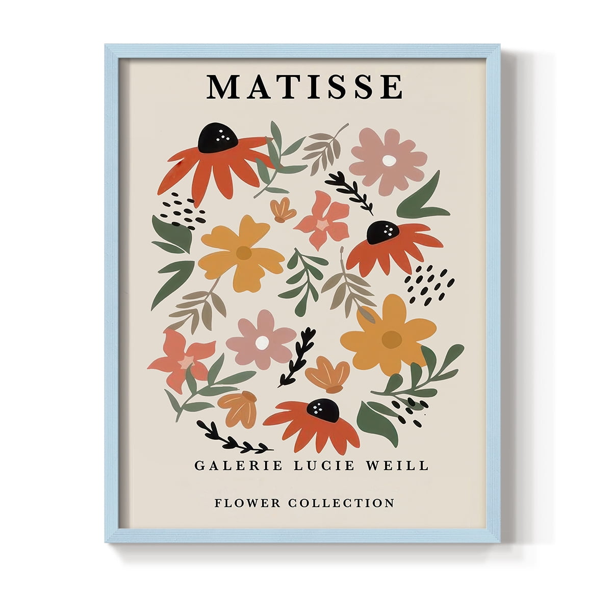 Matisse CXCI Framed Print in Blue Solid Wood 8 x 10 Framed Print