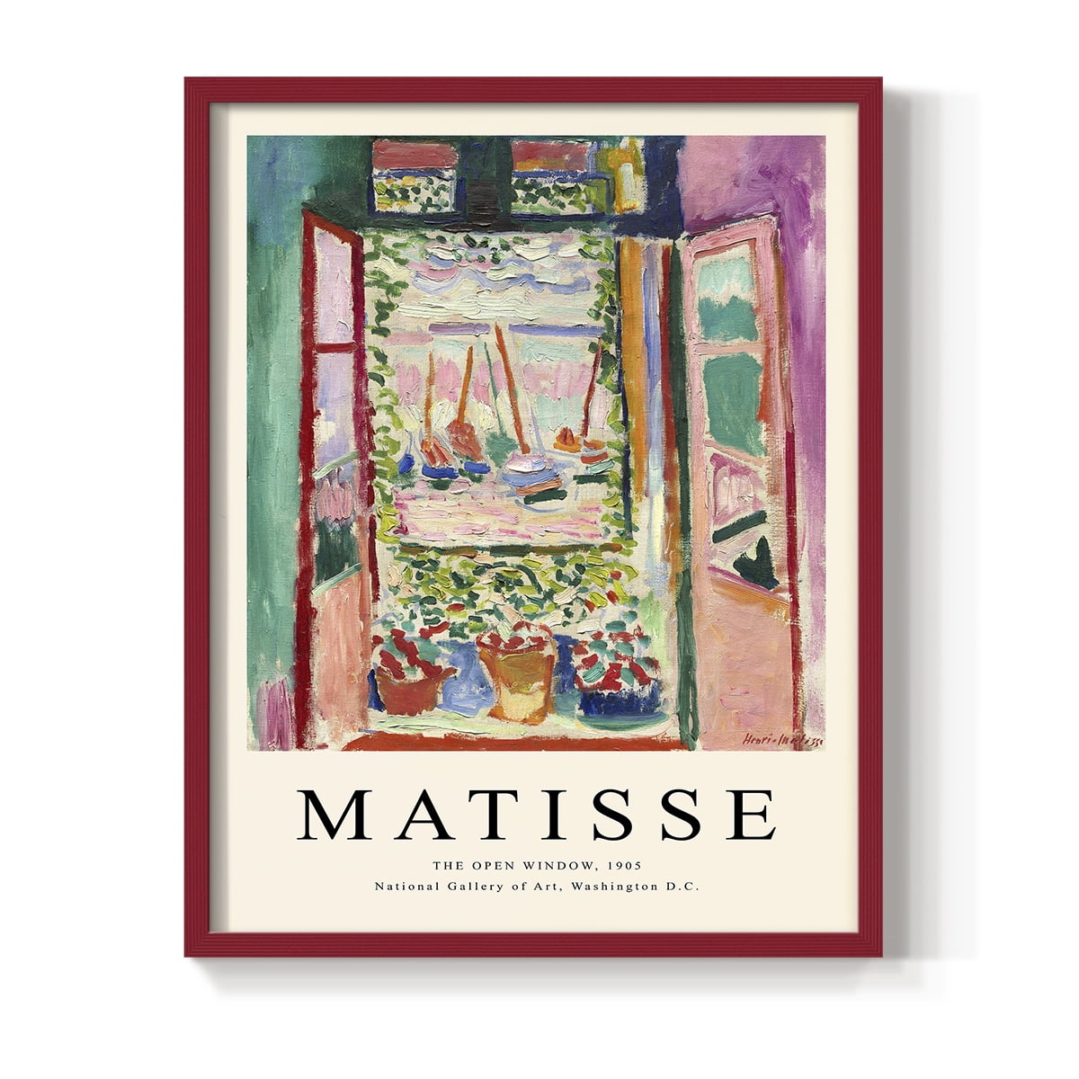 Matisse CXCVII Framed Print in Red Solid Wood 11 x 14 Framed Print