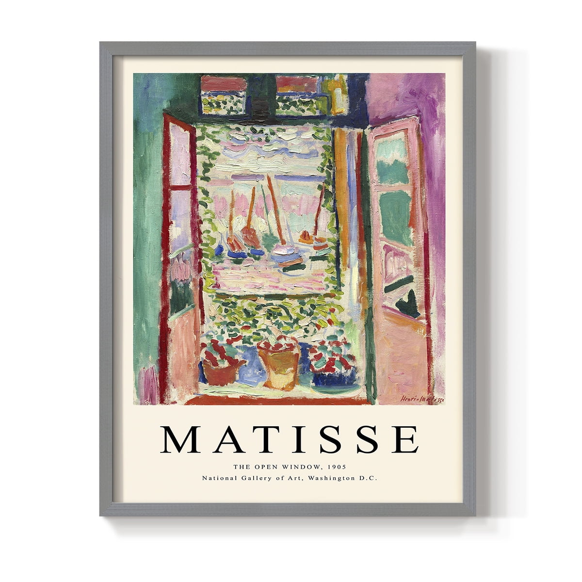 Matisse CXCVII Framed Print in Gray Solid Wood 16 x 20 Framed Print