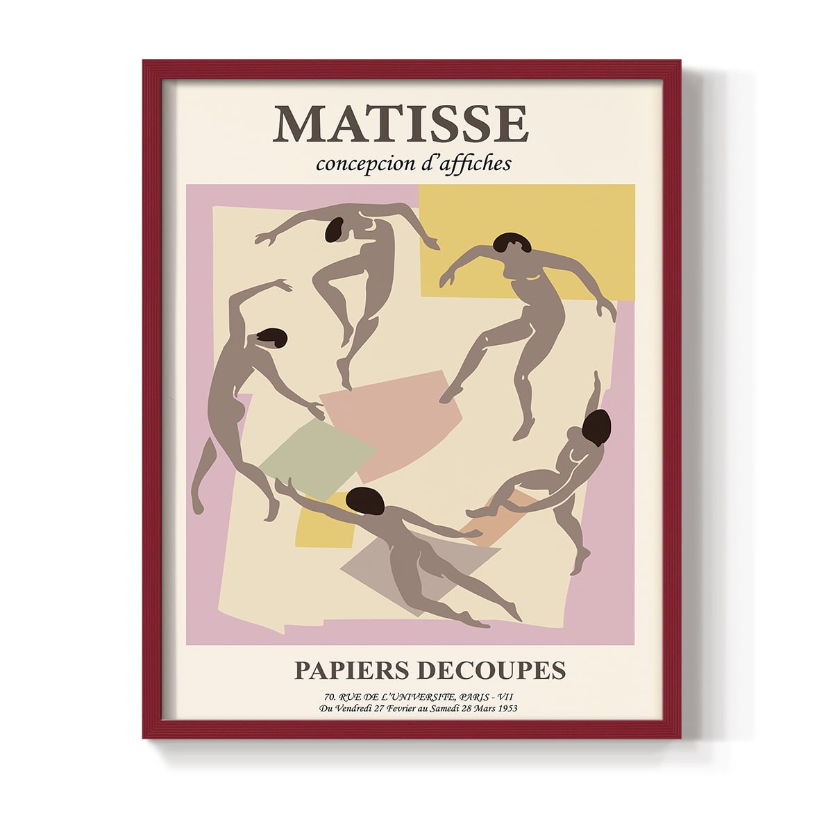 Matisse CXXIII Framed Print in Red Solid Wood 11 x 14 Framed Print