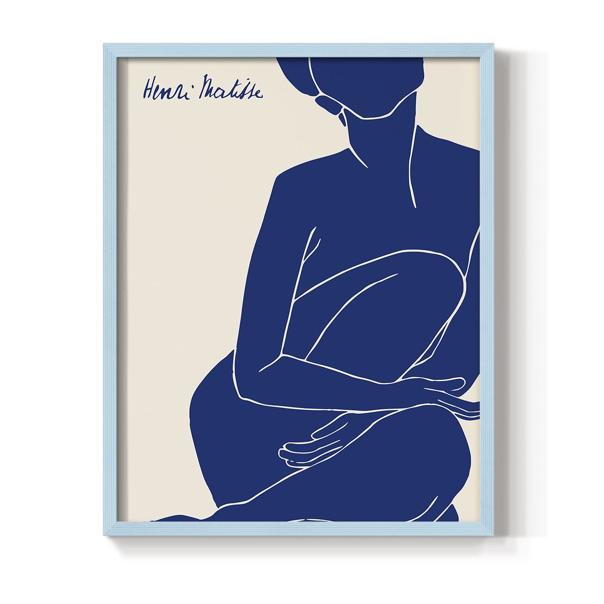 Matisse DI Framed Print in Blue Solid Wood Framed Print No Nail Hanging