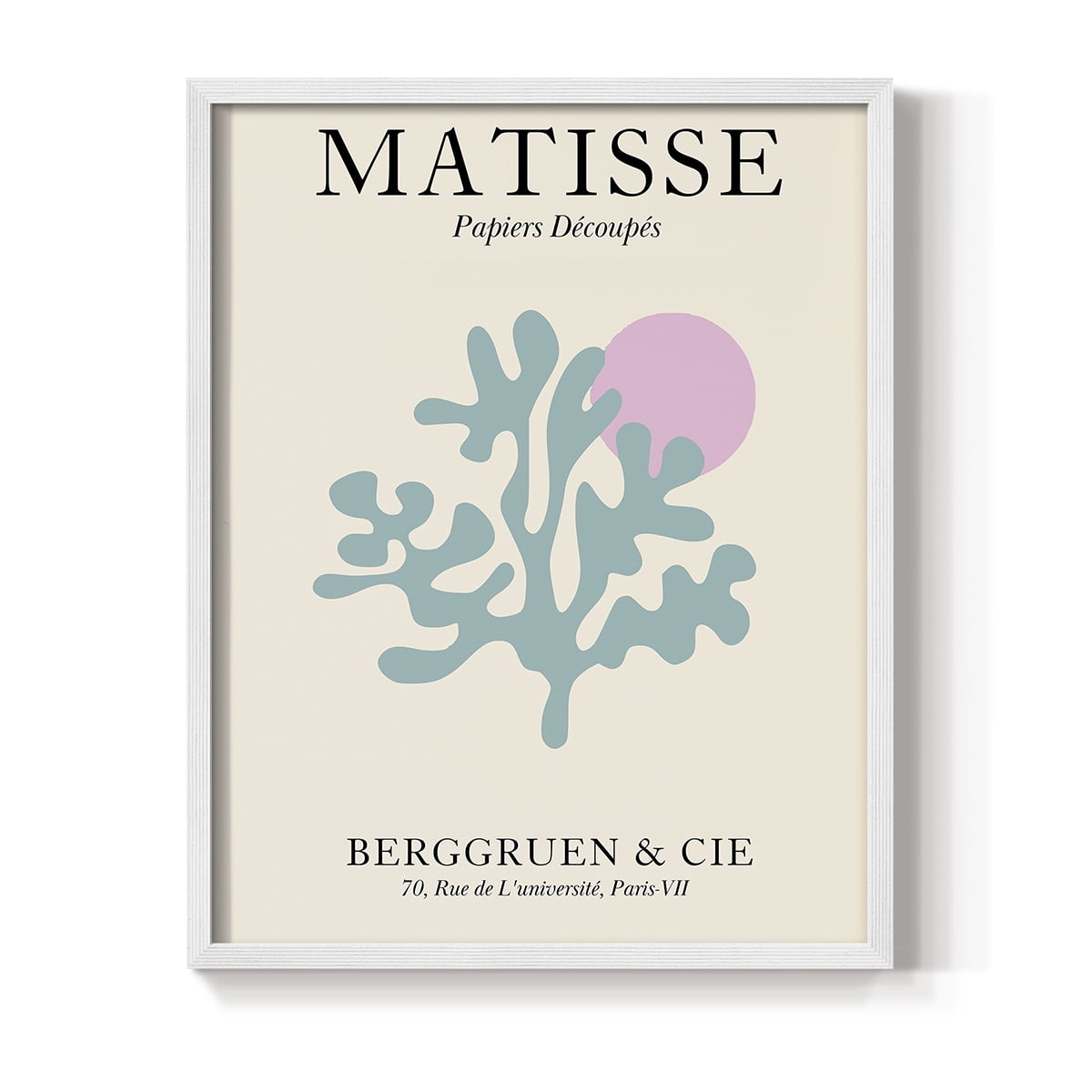 Matisse DV Framed Print in White Solid Wood Framed Print No Nail Hanging