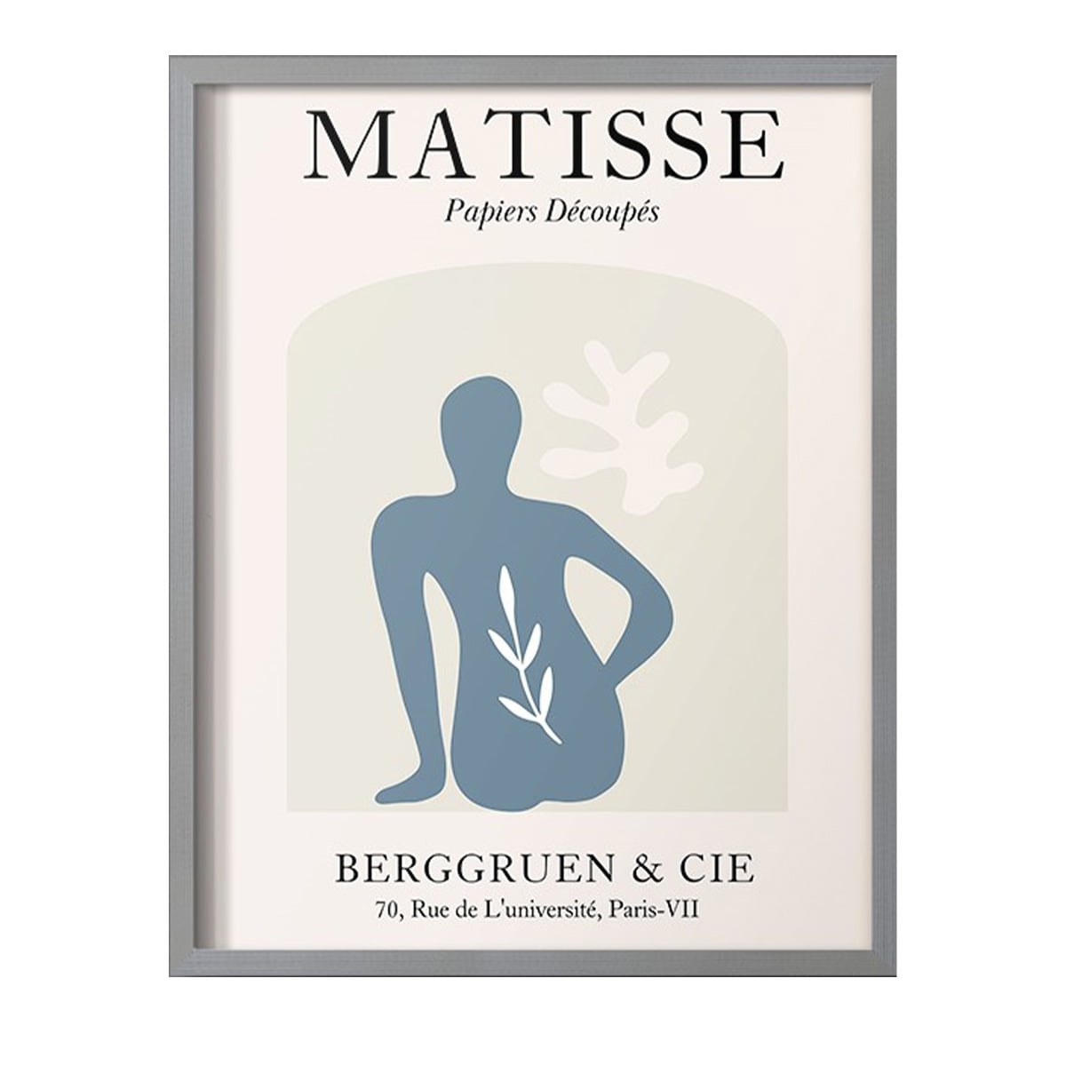 Matisse DVII Framed Print in Gray Solid Wood Framed Print No Nail Hanging