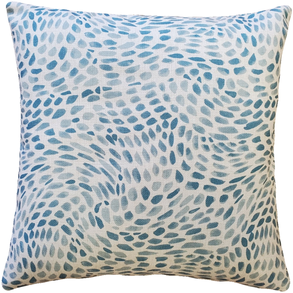 Toile Blue and Off-White Square Polyester Throw Pillow