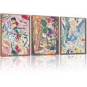 TOARTi Matisse Gallery Framed Canvas Wall Art Set, Large Museum Exhibition Wall Decor, Abstract Matisse Garden Wall Painting, Modern Aesthetics Forest Art Prints For Living Room Office 16"X24"