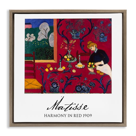 Stupell Industries Matisse Harmony In Red Brown Framed Floater Canvas Wall Art, design by Vintage Hustle, 25 x 25
