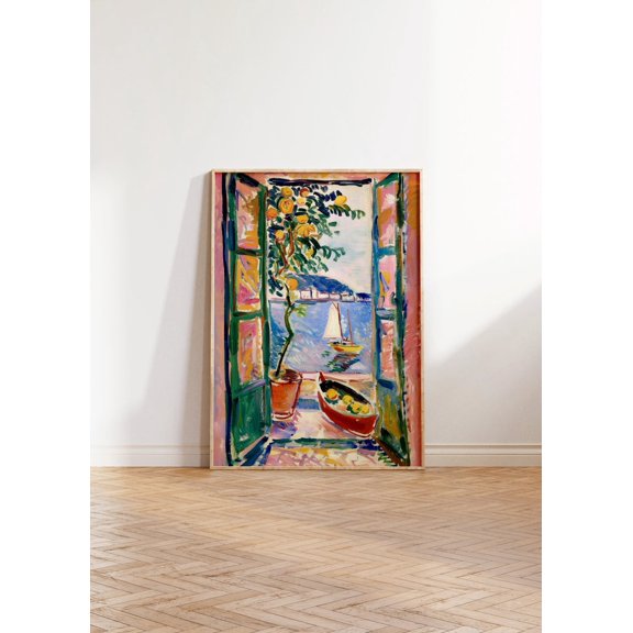 Matisse Open Window Lemons Poster – Mediterranean Lake View Colorful Art Print 8x12 UNFRAMED