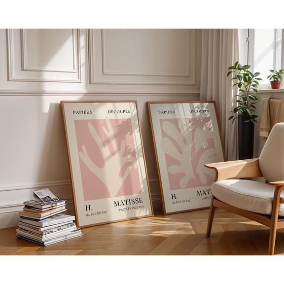 Matisse Pink Posters Abstract Papiers Decoupes Prints Wall Art Minimalist Botanical And Hand Modern Cut Outs Gallery Decor Set 2
