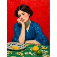 thumbnail image 1 of Matisse Red Background Woman Canvas Wall Art, Modern Abstract Art, Ready to Hang Gift Decor, 1 of 8