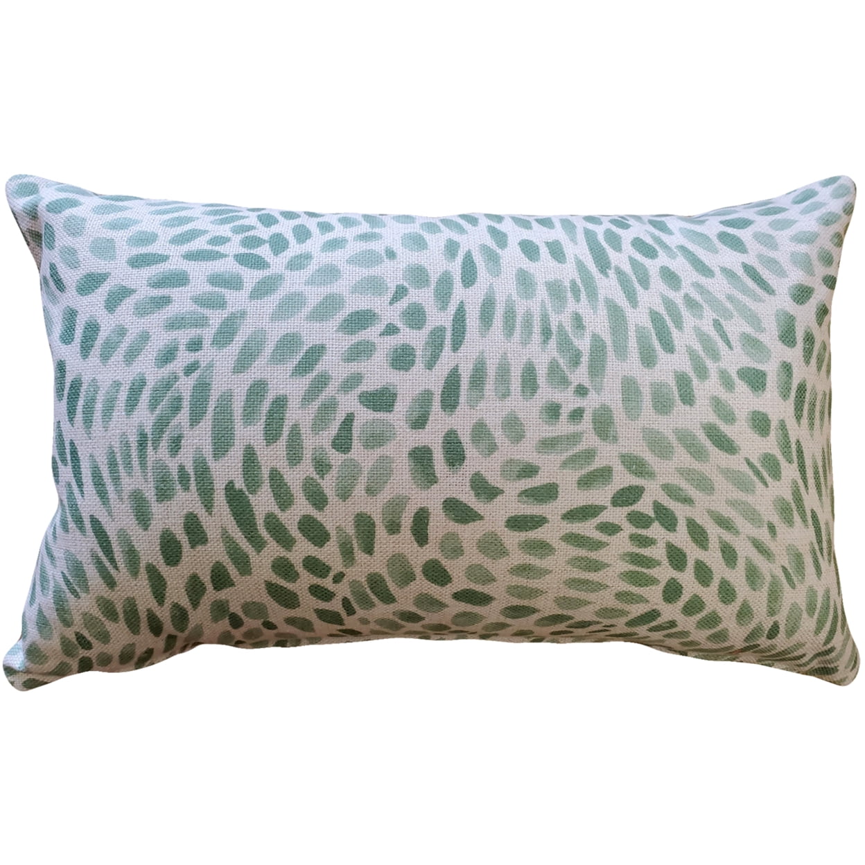 Spring Green and Off-White Rectangular Lumbar Pillow with Polyfill Insert