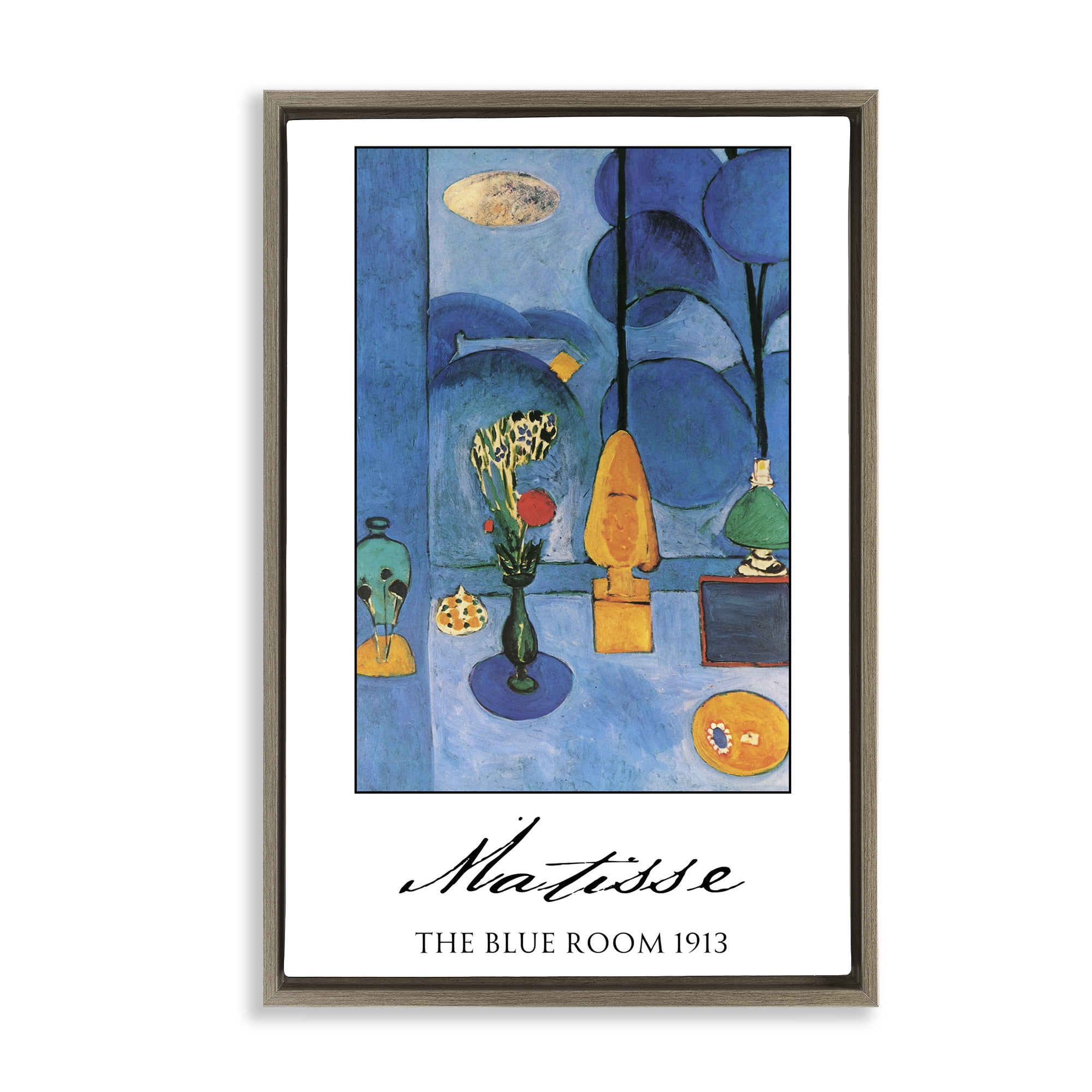 Matisse The Blue Room Brown Framed Floater Canvas Wall Art, design by Vintage Hustle