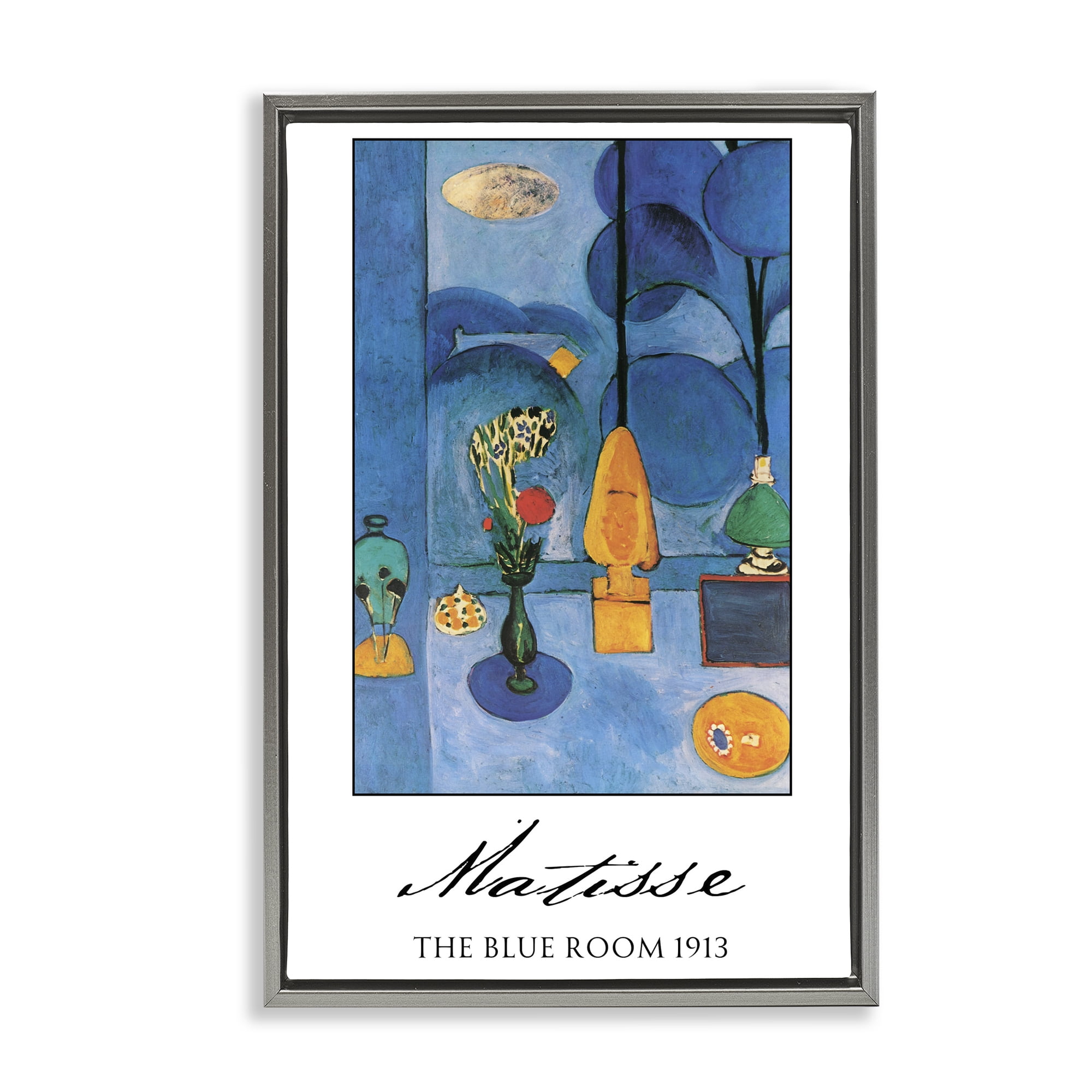 Matisse The Blue Room Gray Framed Floater Canvas Wall Art, design by Vintage Hustle