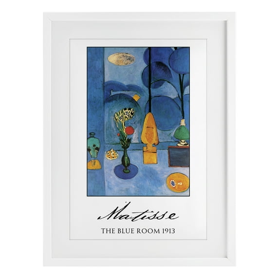 Matisse The Blue Room White Framed Print Under Glass, design by Vintage Hustle