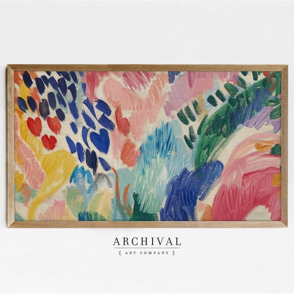 Matisse Valentines Colorful Modern Hearts Wall Poster, Unframed Canvas 8x10in