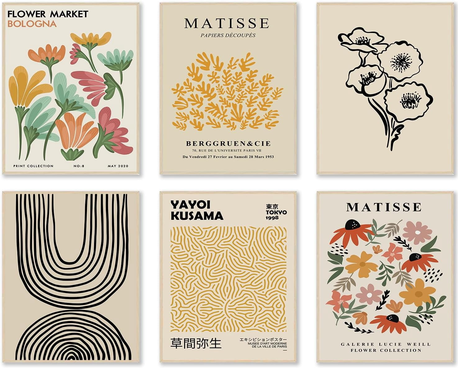 Qpout 6 Pcs Flower Market Poster Matsse Wall Art Prnts Esthétque Qpout 6 Pcs Flower Market Poster Matsse Wall Art Prnts Esthétque