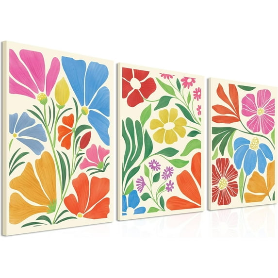 Matisse Wall Art Set of 3 Henri Matisse Abstract Pink Floral Posters Print Minimalist Canvas Wall Decor for Living Room Bedroom Girls Room Decor