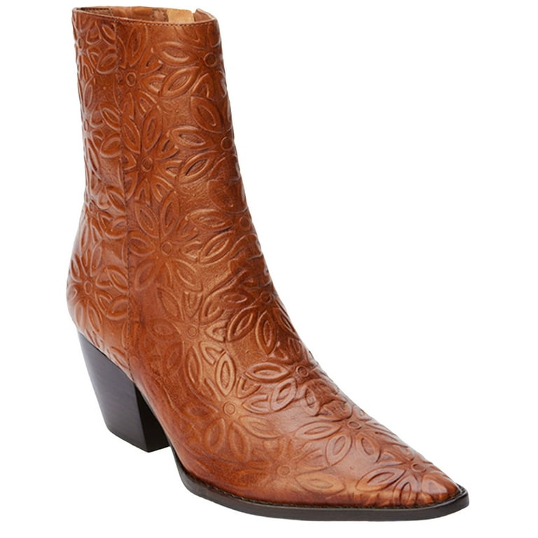 Cognac pointed toe booties best sale