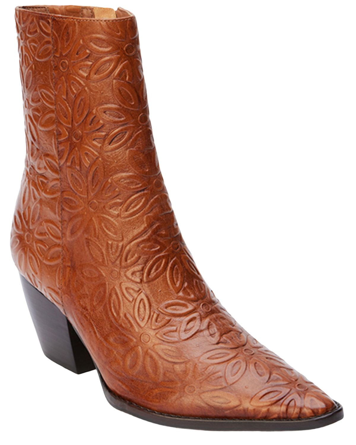 Cognac pointed toe booties sales