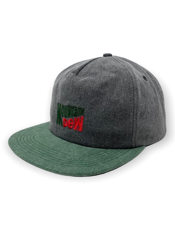Men's X Mountain Dew Throwback Vintage Wash Snapback Hat Cap - Heather Black/Green