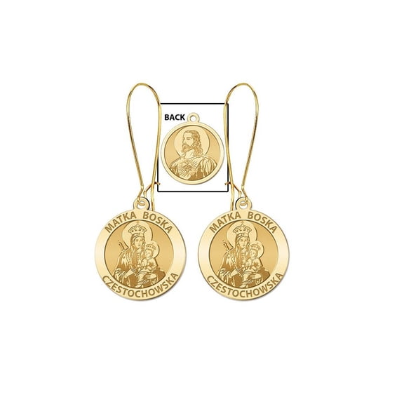 Matka Boska Double-Sided Earrings - 15mm - 14K Yellow Gold