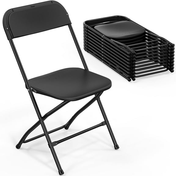 Matladin 10 Pack Folding Chairs, Portable Plastic Chairs for Outdoor, 350lb Capacity, Black