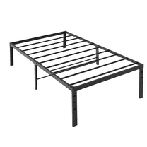 Matladin Twin Bed Frame with 14'' High, Metal Platform, Mattress Foundation Bed Base, 800lbs Capacity Steel Slat Support, No Box Spring Needed, Black