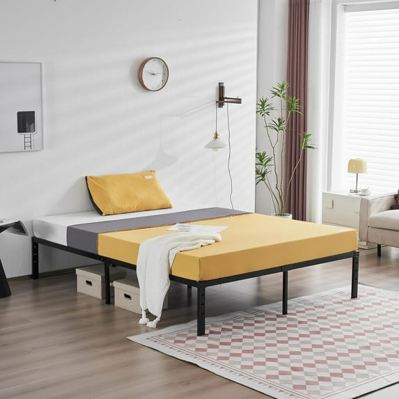 Matladin King Bed Frame with 14'' High, Metal Platform, Mattress Foundation Bed Base, 1000lbs Capacity Steel Slat Support, No Box Spring Needed, Black