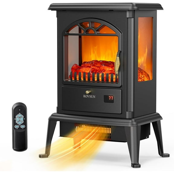 Matladin 22.4" H Electric Fireplace Stove Space Heater with Remote, Timer, 7 Realistic Flame Colors & 4 Brightness, Overheat & Tip-Over Protection