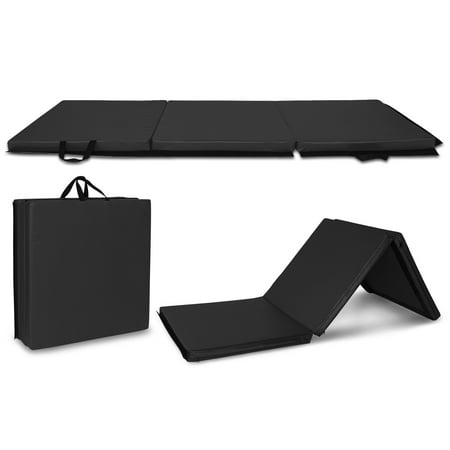 Matladin 2in Foldable 6' x 2' Black Exercise Mat with Carrying Handle