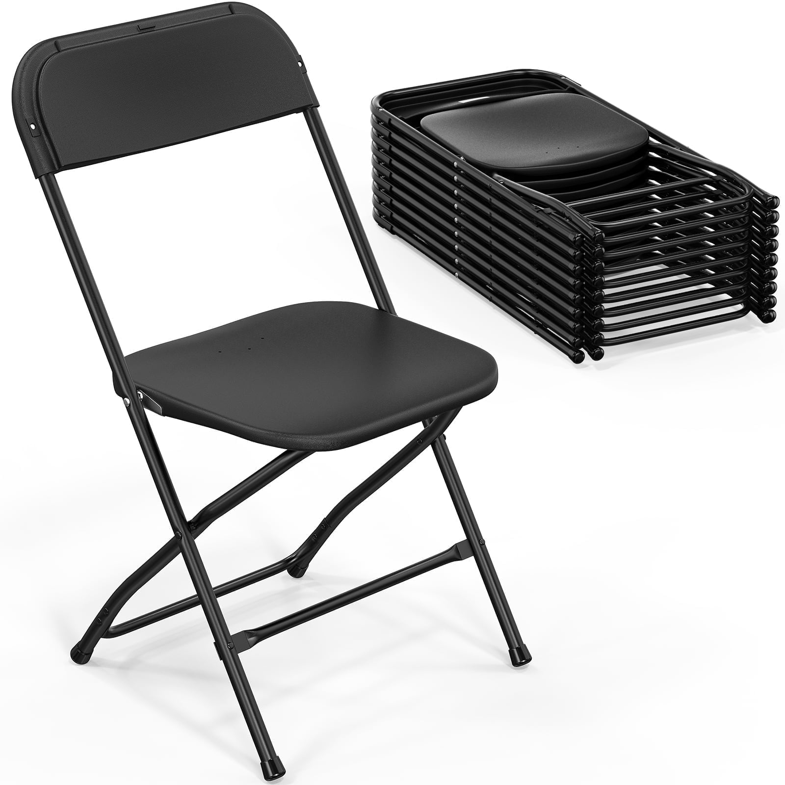 Matladin 4 Pack Folding Chairs, Portable Plastic Chairs for Outdoor, 350lb Capacity, Black