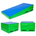thumbnail image 1 of Matladin 48"x24"x14" Folding Gymnastics Cheese Wedge Incline Mat for Kids Girls Home Training Exercise (Blue+Green), 1 of 7