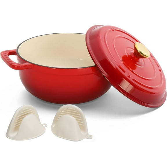 Matladin 5 Quart Enameled Cast Iron Dutch Oven with Lid, Dual Handles, Oven Safe up to 500°F or on Stovetop, Compatible for Braising, Stews, Roasting