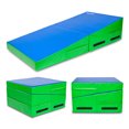thumbnail image 1 of Matladin 55"x28"x14"Folding Gymnastics Cheese Wedge Incline Mat for Kids Girls Home Training Exercise, Blue+Green, 1 of 6