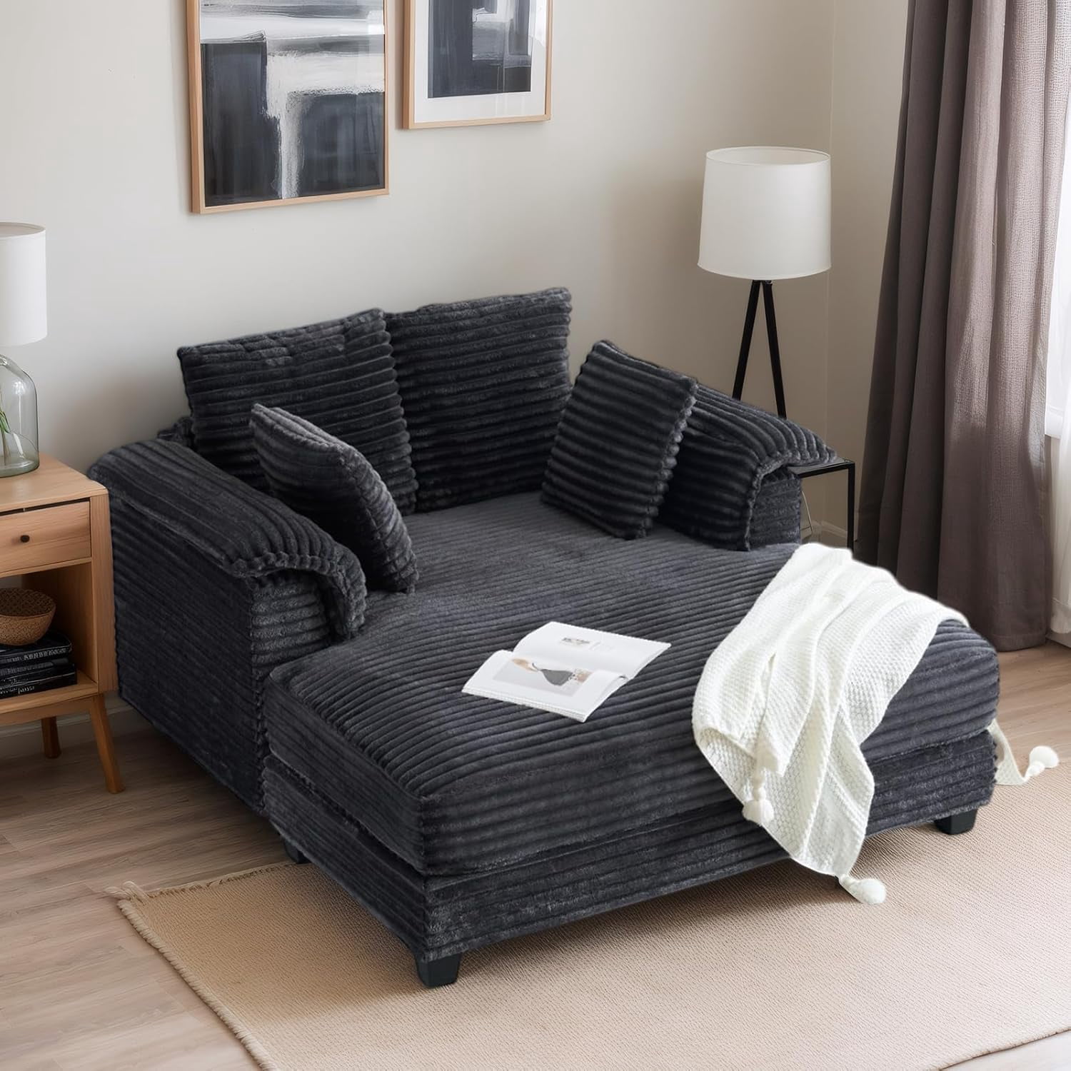 Matladin 56" Oversized Sofa Bed with Throw Pillows and Armrests ...