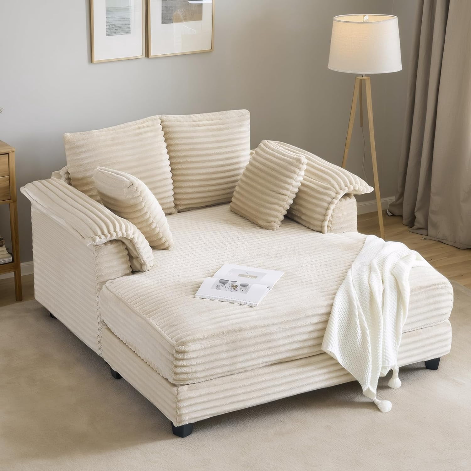 Matladin 56" Oversized Sofa Bed with Throw Pillows and Armrests ...