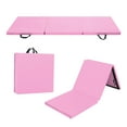 thumbnail image 1 of Matladin 6' Folding Tri-Fold Gymnastics Gym Exercise Aerobics Mat, 6ft x 2ft x 2in PU Leather Tumbling Mats(Pink), 1 of 7