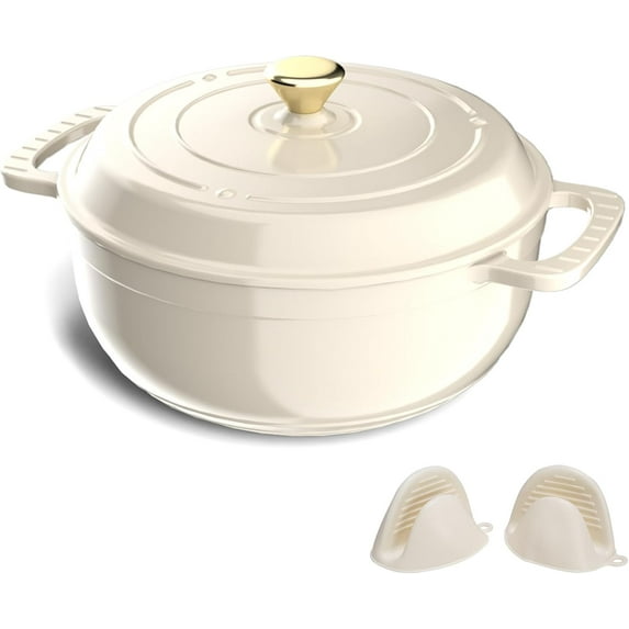 Matladin 6 Quart Enameled Cast Iron Dutch Oven with Lid, Dual Handles, Oven Safe up to 500°F or on Stovetop, Compatible for Braising, Stews, Roasting