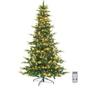 Matladin 6ft Pre-Lit Artificial Christmas Tree, Holiday Decoration with Multicolor 380 LED Lights, 937 Realistic PVC Branches, Metal Stand for Indoor and Outdoor