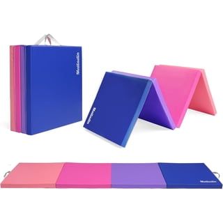 Matladin 8 FT Folding Gymnastics Gym Exercise Aerobics Mat, 8’x 2’ x 2” PU Leather Tumbling Mats for Stretching Yoga Cheerleading Martial Arts, Play